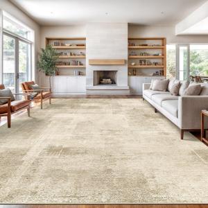 10x14 Washable Rug, Brown Area Rugs for Living Room Large Carpet | Stain Resistant , Non-Slip Backing,Low Pile Soft Large Carpet, 10'x 14' Rug For Kids Room Dining Room Nursery, Brown, 10' x 14' (Rectangular)