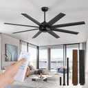 ZMISHIBO 65 Inch Ceiling Fan no Light with Remote, 6-Speed
High 6116 CFM, Quiet Reversible DC Motor, Ceiling Fan without Light, Black, Indoor/Outdoor, for Patios, Living Room, Garage