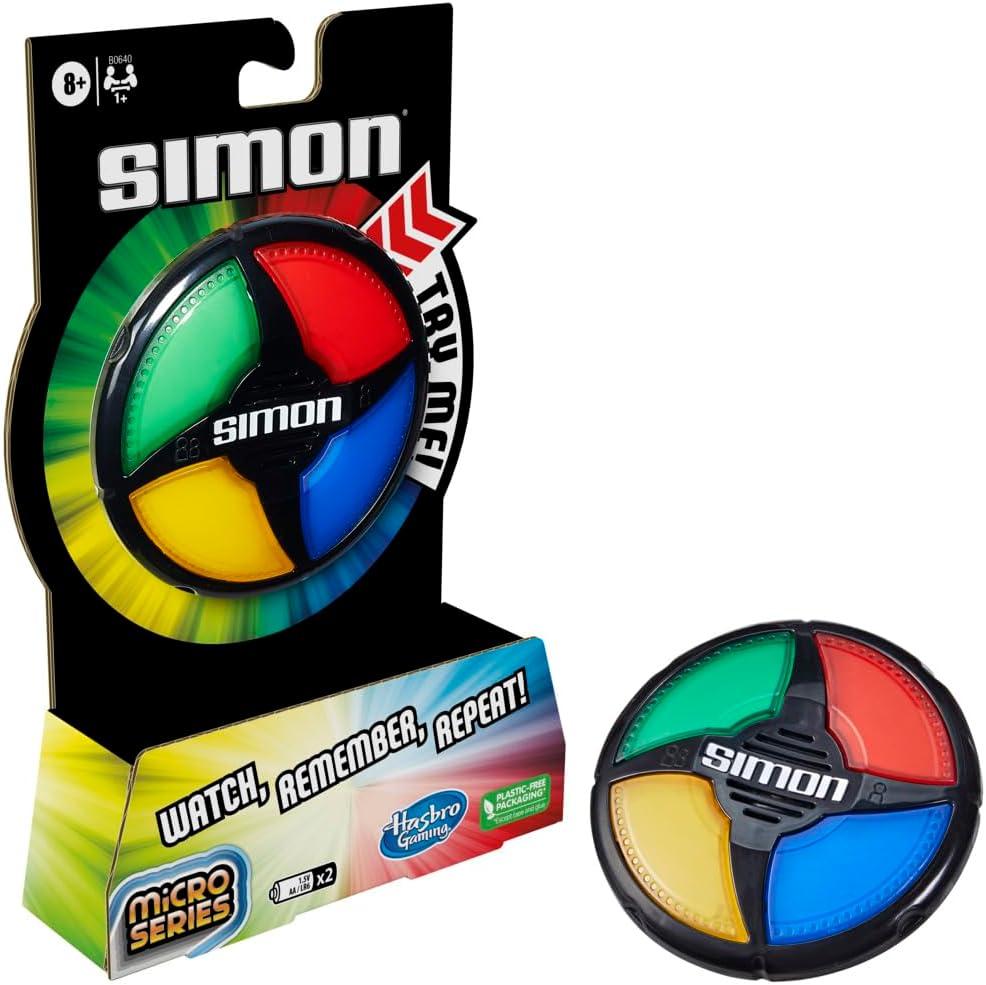 Hasbro Gaming Simon Micro Series Electronic Game for 1 or More Players, Classic Simon Gameplay in a Compact Size, Fun Party Game for Kids Ages 8+