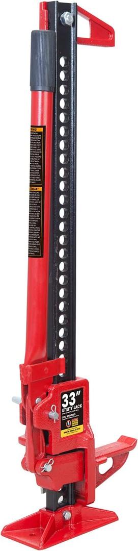 Big Red ARA9446R Torin 33" Ratcheting Off Road Utility Farm Jack, 3 Ton (6,000 lb) Capacity, Red