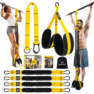 Pull Up Assistance Bands, 4 Adjustable Heavy Duty Resistance Bands for Pull Up Bar, Pull Up Assist Bands with Fabric Feet/Knee Rest for Home Gym Fitness Exercise Strength Training(70-280lbs) (Yellow)
