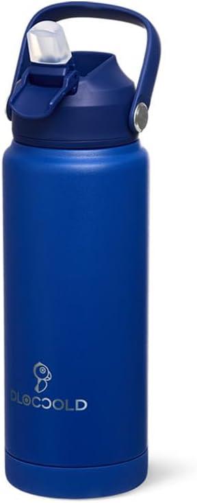 DLOCCOLD Kids Insulated Water Bottle with Leak Proof Straw Lid, Double Wall Vacuum Stainless Steel Water Bottle with Silicone Boot, Reusable Tumbler for Travel, Boys, Girls (24 Ounces, Navy Blue)