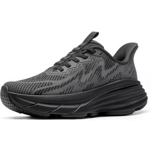 ALLSWIFIT Women's Slip On Walking Shoes Hands-Free Cushion Running Tennis ActiveSolid Non-Slip Comfortable Workout Gym Athletic Fashion Sneakers (7.5, Black)