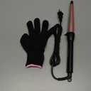 Hair Curling Wand, 0.5-1Inch Tapered Curling Iron, Professional Ceramic Hair Curler Wand with Heat-Resistant Glove, Dual Voltage (Pink) (Gold)