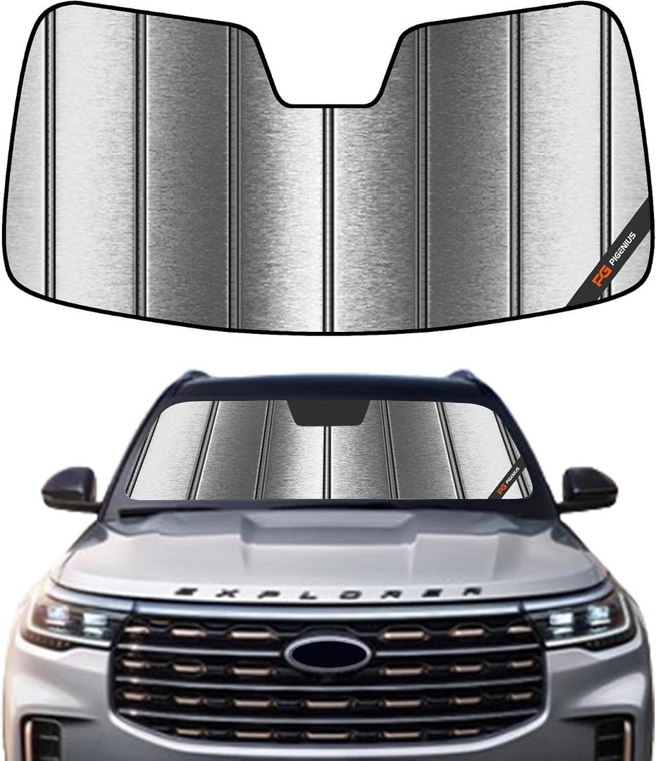 Pigenius Windshield Sun Shade for Ford Expedition 2018-2024 - Metallic