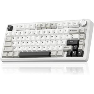 SOLAKAKA A75 75% Wireless Mechanical Keyboard, Hot Swappable Gaming Keyboard with Multifunction Knob & RGB, Gasket Mounted Creamy Keyboard, PBT Keycaps, Compact Layout for Win/Mac/PC