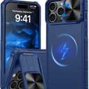 Magnetic for iPhone 16 Pro Max Case,[Compatible with Magsafe][Slide Camera Cover][Kickstand][Military Grade Protection] Shockproof Rugged Case for iPhone 16 Pro Max,Blue