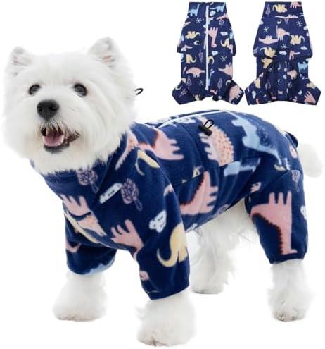 ROZKITCH Dog Winter Coat Soft Dog Fleece Pajamas, Pet Windproof Warm Cold Weather Jacket Vest with Reflective Zipper, Jumpsuit Apparel Outfit Clothes for Medium Dog Dinosaur M