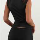 Milumia Women's Contrast Lace Knot Front Tank Top Sexy V Neck Sleeveless Tops (Black, S)