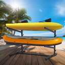 Kayak Storage Rack, Heavy Duty 2 Level Freestanding Rack for Garage and Outdoor Storage, Holds Kayak, Canoe, Surfboard & Paddleboard, Steel Construction with Felt Padding