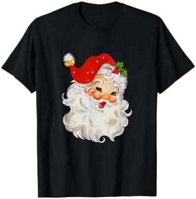 Retro Jolly Santa Claus Face Vintage St. Nick Christmas T-Shirt 2XL