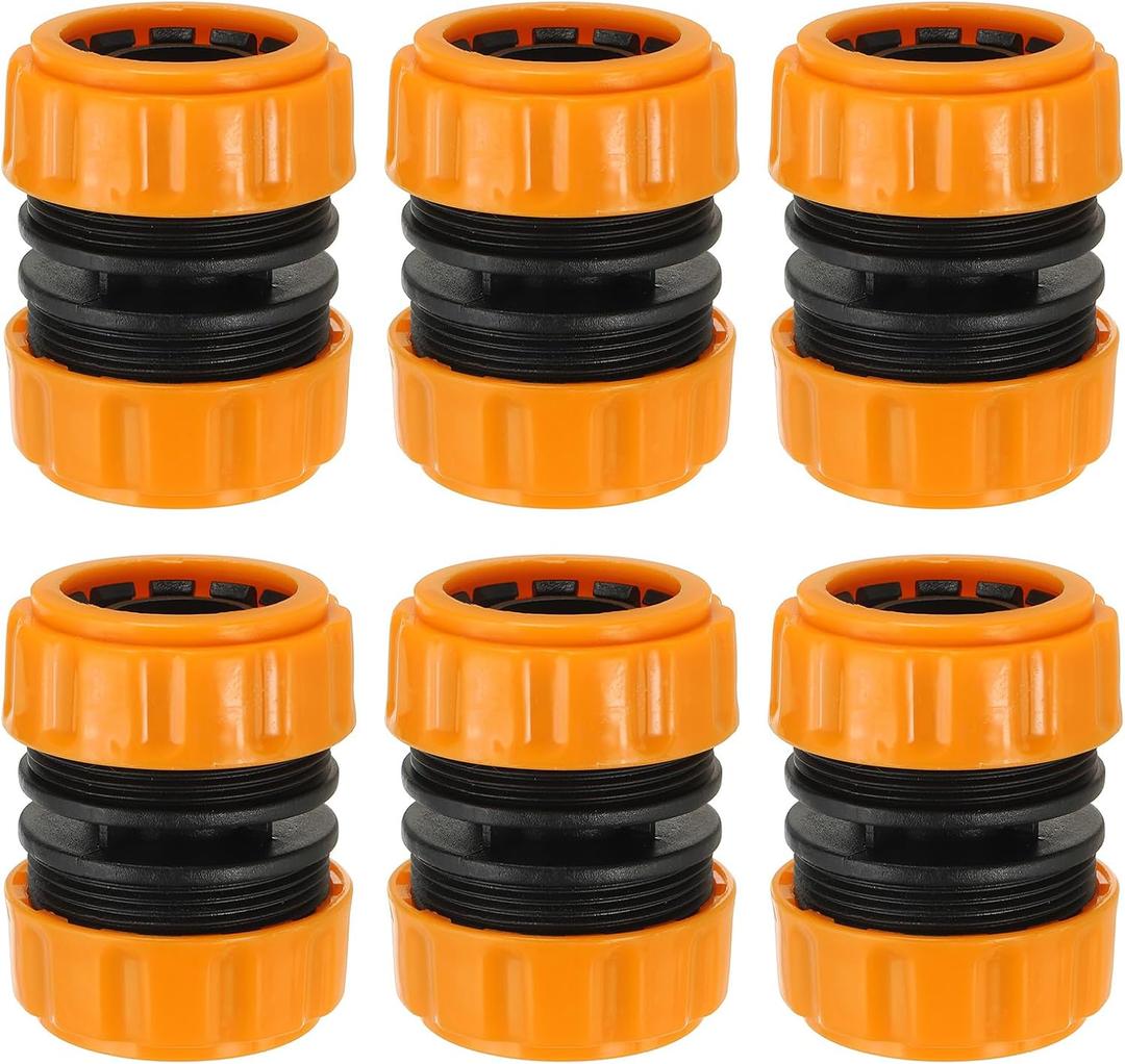 PATIKIL 1" Garden Hose Repair Kit Connector Extender, 6 Pcs Plastic Quick Water Hose Connectors Leakproof Design Fittings, Marigold