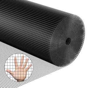 Black Hardware Cloth72''x50' 1/2 Inch 19 Gauge Vinyl Coated Welded Wire Mesh Roll PVC Hardware Cloth Chicken Wire Fencing for Garden Fence and Home Improvement Project