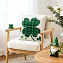 Artscope St Patricks Day Clover Green Hat Throw Pillow Covers 20x20 Inch Set of 2, Buffalo Plaid Shamrock Hat Holiday Decoration Pillow Cases for Home Sofa Couch
