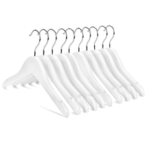 Nature Smile Kids Baby Children Toddler Wooden Shirt Coat Hangers with Notches and AntiRust Chrome Hook Pack of 10 (White)