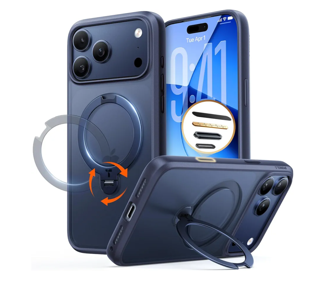 TORRAS Q3 Spin for iPhone 17 Pro Max Case with 360 Magnetic Stand, Camera Control, Fit for MagSafe, 4X Military-Grade Shockproof Case for iPhone 17 Pro Max Phone Case with Kickstand, Deep Blue