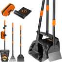 Dog Pooper Scooper with Bags & Dispenser - 37.4" Long Durable Metal Handle Swivel Bin & Rake & Spade Kit, Large Capacity Portable Pooper Scooper for YardsEasy to Assemble