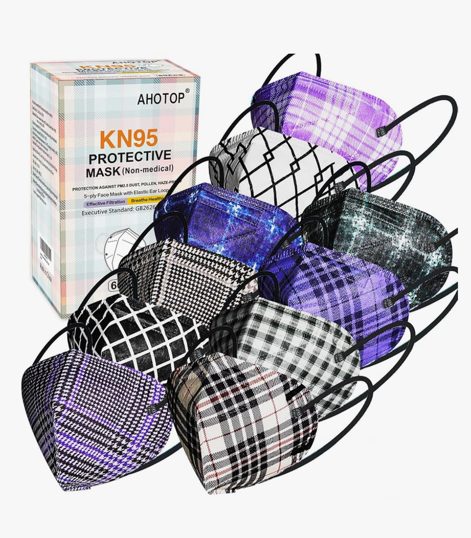 KN95 Face Masks with Design, 60 Pack Individually Wrapped, 5 layer for Adults Women Men