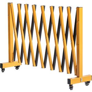 11FT Industrial Expandable Barricade Folding Security Gate with Wheels,Retractable Driveway Gate with Aluminum Fence(Yellow, 11FT)