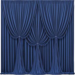  Navy Blue Backdrop Curtains for Wedding Parties, Wrinkle Free Polyester Photography Backdrop Drapes for Graduation Baby Shower Birthday Stage Background Stand Decorations 4x10ft,6 Panels