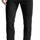 PLEPAN Men's Slim Fit Stretch Dress Pants 5 Pocket Comfort Slacks Tapered Trousers with Expandable Waist, Black M