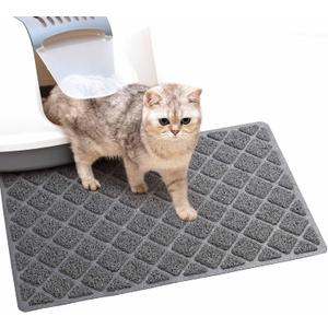 BOOMIBOO Cat Litter Mat Litter Box MatLitter Trapping Mat Premium Durable PVC Pad, 23 x 14 Inches, Easy to CleanNon-SlipUrine Waterproof (Grey)
