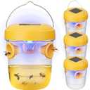 Wasp Traps Outdoor Hanging, Solar Bee Trap 4 Packs, 2025 Upgrade Wasp Deterrent Killer, Carpenter bee Catcher for Outside, Flying Insect Traps Reusable Yellow Jacket Hornet Catchers with LED Light