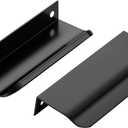 Ravinte Hardware 10 Pack Black Cabinet Handles, 4 Inch (102mm) Finger Edge Pulls, 3 Inch Hole Center, Finger Pulls for Cabinets