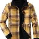 Women's Sherpa Lined Jackets Sherpa Turn-Down Collar Warm Winter Fleece Flannel Jacket for Women Trendy (Large, Yellow)
