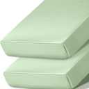 Ersmak 2 Pack Satin Crib Sheets for Baby, Silky Comfy Breathable Crib Sheets for Standard Crib and Toddler Mattresses (Sage Green, 28 x 52 x 9 in)