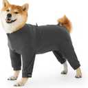 Dog Winter Warmer Fleece Onesie, Bodysuit for Small Medium Large Dogs, Stretchy Cold Weather Pet Warmer Jumpsuit Puppy Onesie Lightweight, Gray, Medium (Grey)