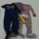 HUGGIES unisex-baby 3-pack Footed Coverall Pajamas (12 Months, Mid Grey Heather/Fire Trucks)