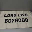 MINI ZOZI Long Live Boyhood Hanging Flag 20X30 Banners Black Canvas Wall Decor Art Sign Boys Room Boy Bedroom Banner Toddler Playroom Baby Kids Nursery Fabric Flags Tapestry