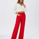 roswear Women's Wide Leg Jeans Casual High Waisted Stretch Baggy Loose Denim Pants (Red, M)