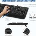 Wired Keyboard and Mouse Combo, EDJO Full-Sized Ergonomic Computer Keyboard with Palm Rest and Optical Wired Mouse for Windows, Mac OS Desktop/Laptop/PC