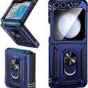 ONOLA for Samsung Galaxy Z Flip 5 Case with Hinge Protection and 360Rotate Ring Magnetic Kickstand, Phone Case for Galaxy Z Flip 5 5G (Blue)