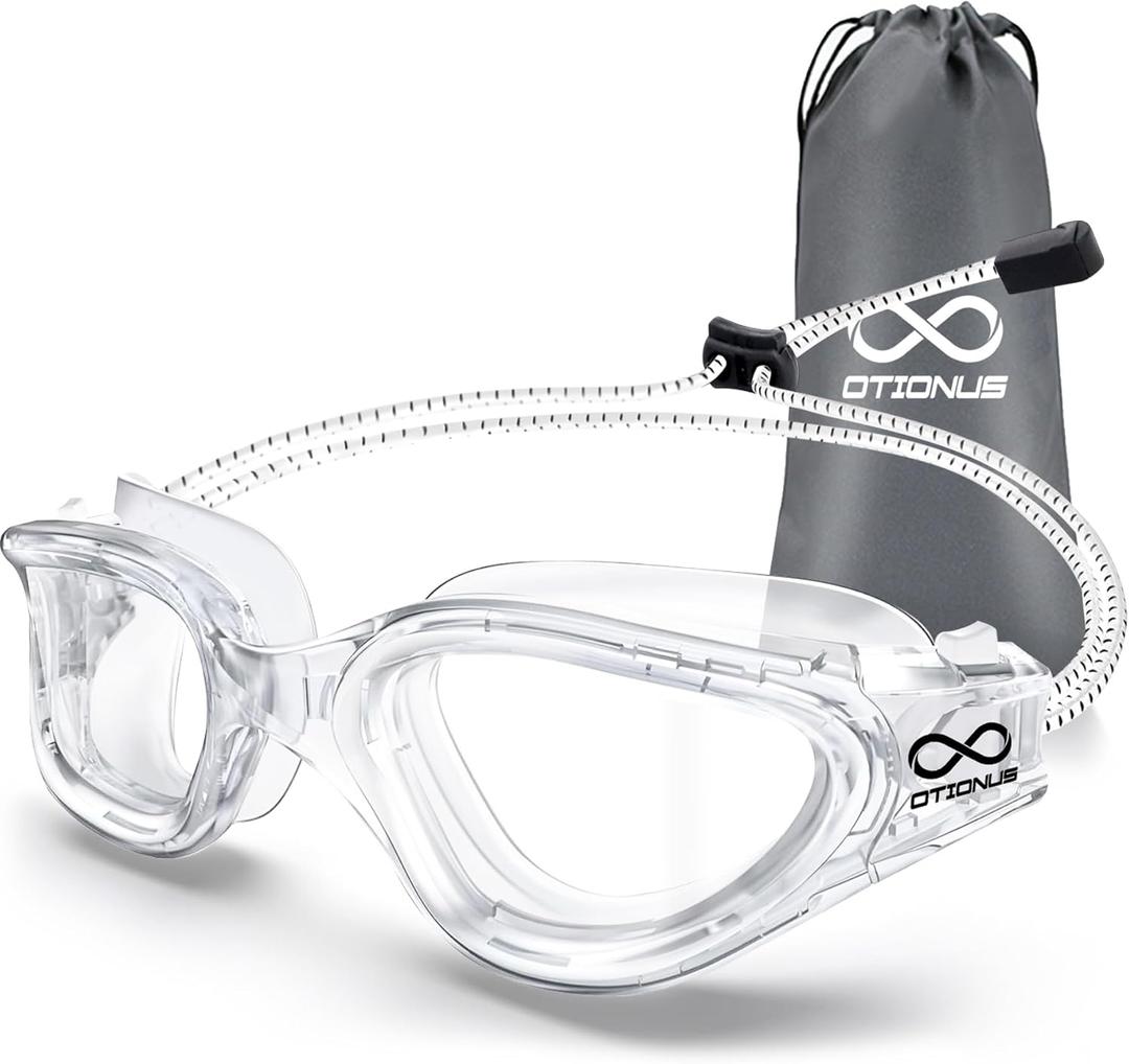Swim Goggles, Polarized Adult Swimming Goggles Bungee Strap No Hair Pulling Anti-fog Pool Goggles for Men Women