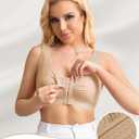 Front Closure Compression Bras for Women Post Surgery Mastectomy Adjustable Straps Wirefree No Padding