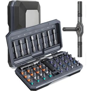 42 in 1 Ratchet Screwdriver Set, Magnetic Screwdriver Set, DIY Multi Bit Magnetic Drive Set with Detachable Ratchet Handle, Portable Compact Repair Tool Kit for Furniture Computer Bicycle, Grey