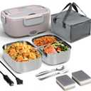 Sitlais Electric Lunch Box for Adults - 80W Fast Heated Lunch Box for Men&Women with Dual 1.5L Stainless Steel Containers Fast Heating Portable Food Warmer for Car&Truck lonchera elctrica porttil