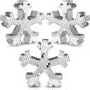 3 Pcs Winter Disco Snowflake Decor Table Decorations Glitter Snowflake Shaped Decoration Silvery Disco Mirror Table Centerpiece Winter Tiered Tray Decor for Home Shelf (White)