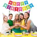Fecedy Colorful Happy Birthday Banner Bunting Pre-Strung No DIY for Birthday Party Decorations (Multi)