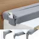 AceOrbit Foldable Bed Wedge Pillow for Headboard Gap (0-6'') 76" x 9.8" x 3" Foam Mattress Gap Filler, Pillow Falling Down, Gray