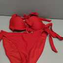 RELLECIGA Women Push Up Bikini Set Knot Front Underwire Swimsuits Low-Rise Bathing Suit (Red, M)