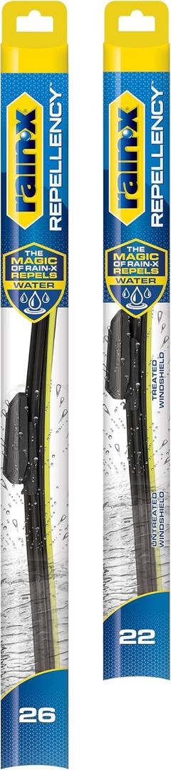Rain-X 810356 Repellency Water Repellent Wiper Blades, 26" & 22" Windshield Wipers, All Weather Streak-Free for Enhanced Visibility w/Water Repellency Formula
