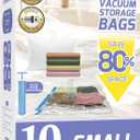 10 Pack Small Vacuum Storage Bags with Hand Pump, 80% Storage Space Saving, Sturdy Leak-Free Space Saver Vacuum Seal Bags for Clothing, Vacuum Compression Bags for Travel Lugggage