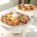 IMACONE Maifanite-Coated Chafing Dishes for Buffet of 2, 6QT White Chafing Dish Buffet Set Stainless Steel Chafer Set, Roll Edge Food Warmers for Parties, Wedding, Birthday, Church Events, Catering