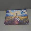 BingruiArt Christ Jesus Wall Art Christian Cross Canvas Navy Blue Decor Easter Painting Crosses Picture Print Poster for Prayer Room Living Room Bedroom Office Church Ready to Hang 12x16in Framed