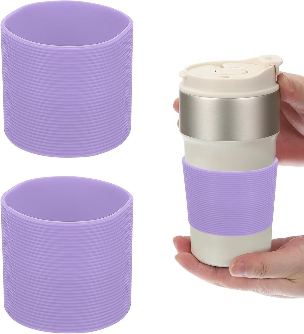uxcell Silicone Water Bottle Boots, Silicone Cup Protector, Anti-Slip Protective Sleeve Bottom Accessory (6cm, Purple)