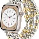 Filoto Beaded Bracelet Compatible with Apple Watch Band 38mm/40mm/41mm/42mm/44mm/45mm/46mm for Women Fashion Elastic Beads Stretch Jewelry Strap Replacement for iWatch Series 10/9/8/7/SE/6/5/4/3/2/1